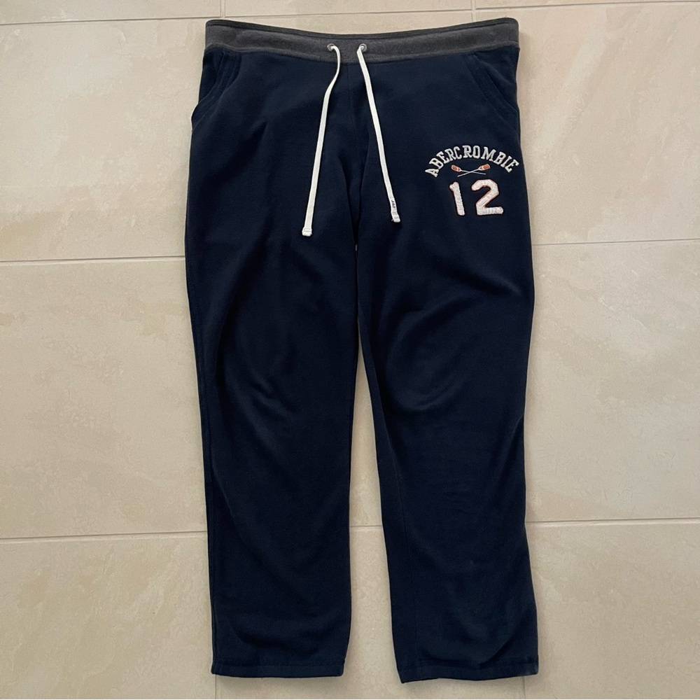Abercrombie & Fitch Vintage Blue Joggers with Gray Waistband Medium
